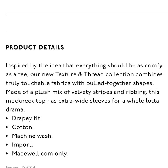 NWOT Madewell Velvet Striped Mock-Neck Top XXL - Picture 4 of 10